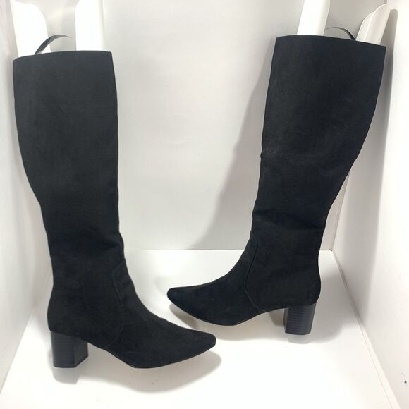 J.CREW BLACK SUEDED STACKED HEEL KNEE HIGH BOOTS BJ265 SIZE 7.5 Womens - Picture 3 of 16